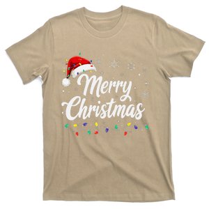 Merry Christmas Lights Red Family Santa Hat Xmas T-Shirt