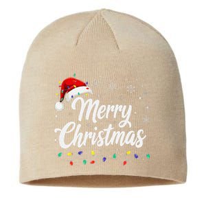 Merry Christmas Lights Red Family Santa Hat Xmas Sustainable Beanie