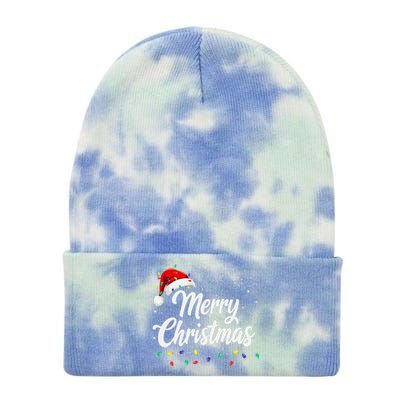 Merry Christmas Lights Red Family Santa Hat Xmas Tie Dye 12in Knit Beanie