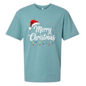 Merry Christmas Lights Red Family Santa Hat Xmas Sueded Cloud Jersey T-Shirt