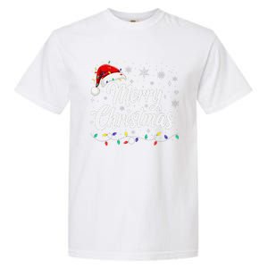 Merry Christmas Lights Red Family Santa Hat Xmas Garment-Dyed Heavyweight T-Shirt