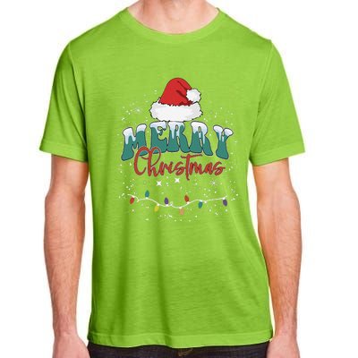 Merry Christmas Led Lights Red Santa Hat Family Adult ChromaSoft Performance T-Shirt