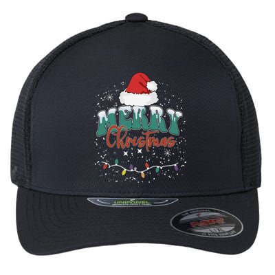 Merry Christmas Led Lights Red Santa Hat Family Flexfit Unipanel Trucker Cap