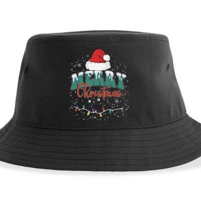 Merry Christmas Led Lights Red Santa Hat Family Sustainable Bucket Hat