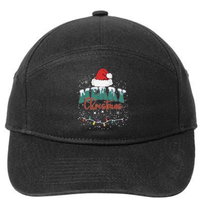 Merry Christmas Led Lights Red Santa Hat Family 7-Panel Snapback Hat