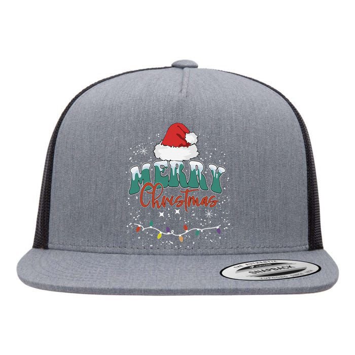 Merry Christmas Led Lights Red Santa Hat Family Flat Bill Trucker Hat