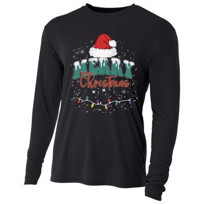 Merry Christmas Led Lights Red Santa Hat Family Cooling Performance Long Sleeve Crew