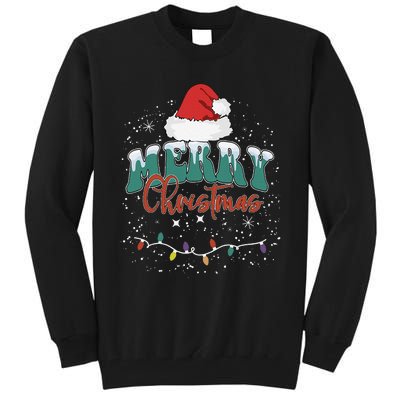 Merry Christmas Led Lights Red Santa Hat Family Tall Sweatshirt