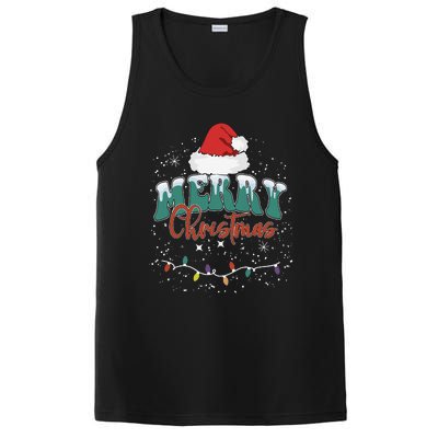 Merry Christmas Led Lights Red Santa Hat Family PosiCharge Competitor Tank