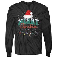 Merry Christmas Led Lights Red Santa Hat Family Tie-Dye Long Sleeve Shirt