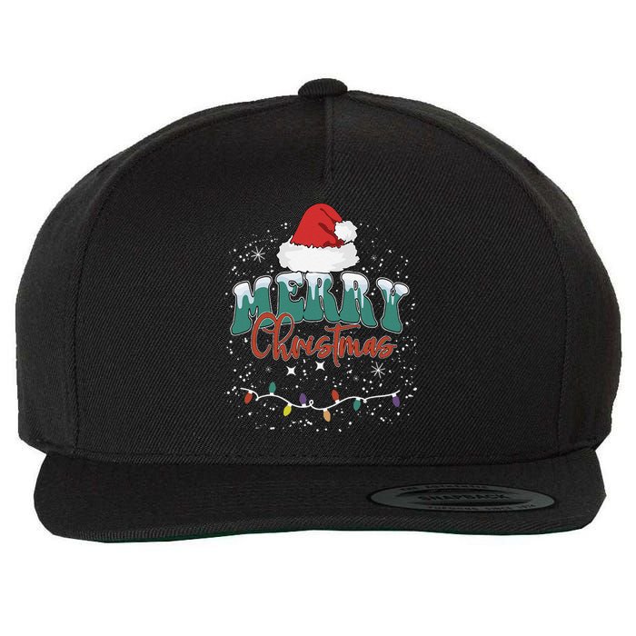 Merry Christmas Led Lights Red Santa Hat Family Wool Snapback Cap