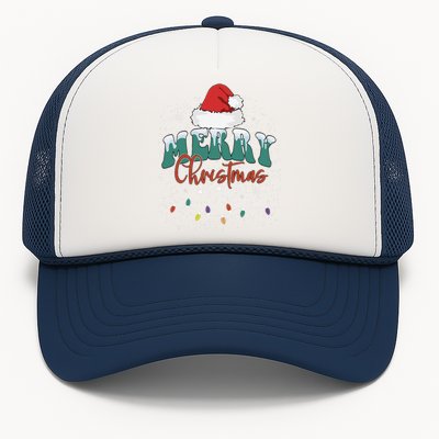 Merry Christmas Led Lights Red Santa Hat Family Trucker Hat