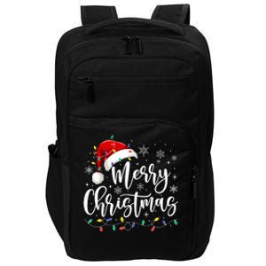 Merry Christmas Lights Red Santa Hat Xmas Family Impact Tech Backpack