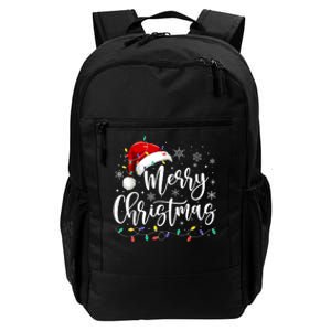 Merry Christmas Lights Red Santa Hat Xmas Family Daily Commute Backpack