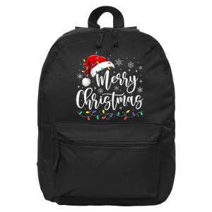 Merry Christmas Lights Red Santa Hat Xmas Family 16 in Basic Backpack