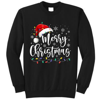 Merry Christmas Lights Red Santa Hat Xmas Family Tall Sweatshirt