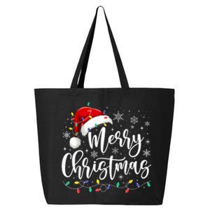 Merry Christmas Lights Red Santa Hat Xmas Family 25L Jumbo Tote