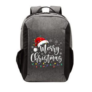 Merry Christmas Lights Red Santa Hat Xmas Family Vector Backpack