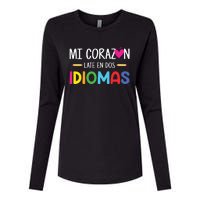 Mi Corazon Late En Dos Idiomas Bilingual Spanish Teacher Womens Cotton Relaxed Long Sleeve T-Shirt