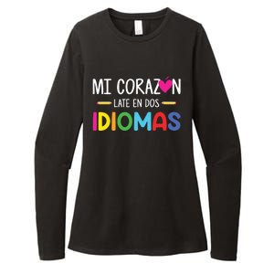 Mi Corazon Late En Dos Idiomas Bilingual Spanish Teacher Womens CVC Long Sleeve Shirt