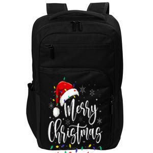 Merry Christmas Lights Red Santa Hat Xmas Family Impact Tech Backpack