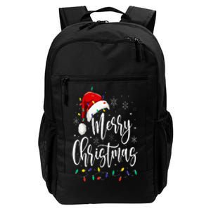 Merry Christmas Lights Red Santa Hat Xmas Family Daily Commute Backpack