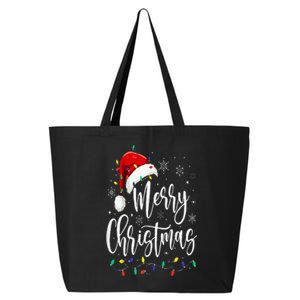 Merry Christmas Lights Red Santa Hat Xmas Family 25L Jumbo Tote