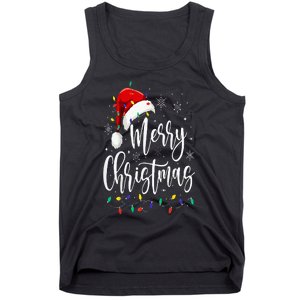 Merry Christmas Lights Red Santa Hat Xmas Family Tank Top