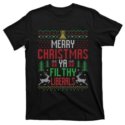 Merry Christmas Liberals Filthy Ya Funny Xmas AntiBiden  T-Shirt