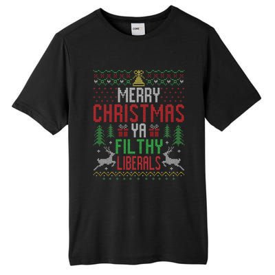 Merry Christmas Liberals Filthy Ya Funny Xmas AntiBiden  Tall Fusion ChromaSoft Performance T-Shirt