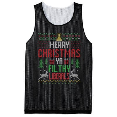 Merry Christmas Liberals Filthy Ya Funny Xmas AntiBiden  Mesh Reversible Basketball Jersey Tank