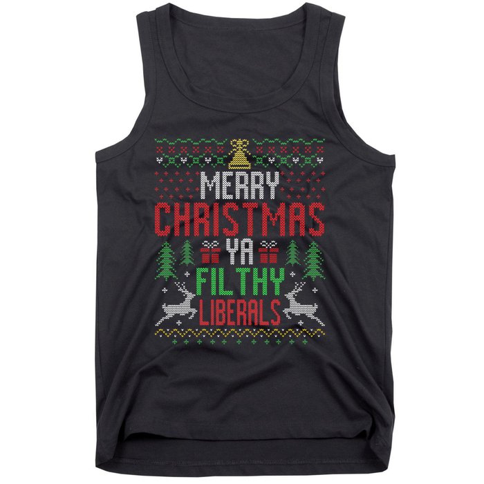 Merry Christmas Liberals Filthy Ya Funny Xmas AntiBiden  Tank Top