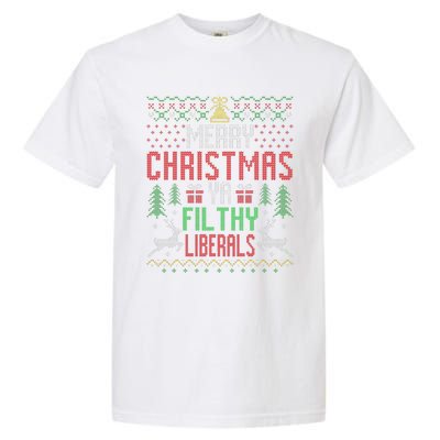 Merry Christmas Liberals Filthy Ya Funny Xmas AntiBiden  Garment-Dyed Heavyweight T-Shirt