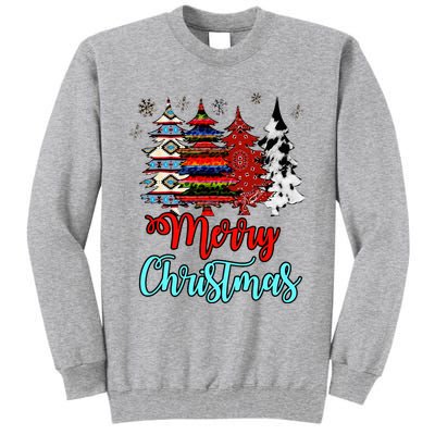 Merry Christmas Leopard Tie Dye Western Xmas Trees Tall Sweatshirt