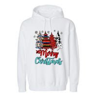 Merry Christmas Leopard Tie Dye Western Xmas Trees Garment-Dyed Fleece Hoodie