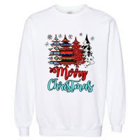 Merry Christmas Leopard Tie Dye Western Xmas Trees Garment-Dyed Sweatshirt