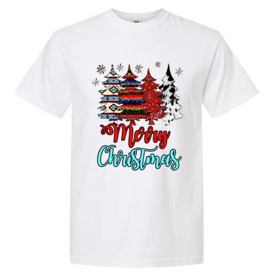 Merry Christmas Leopard Tie Dye Western Xmas Trees Garment-Dyed Heavyweight T-Shirt