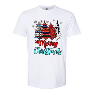 Merry Christmas Leopard Tie Dye Western Xmas Trees Softstyle CVC T-Shirt