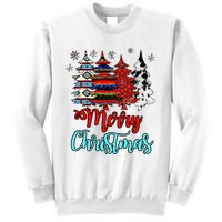 Merry Christmas Leopard Tie Dye Western Xmas Trees Sweatshirt