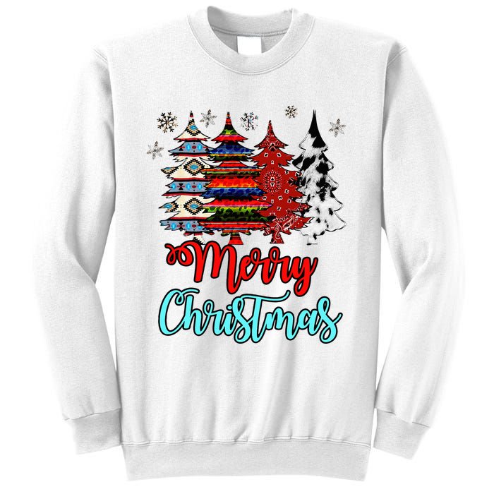 Merry Christmas Leopard Tie Dye Western Xmas Trees Sweatshirt