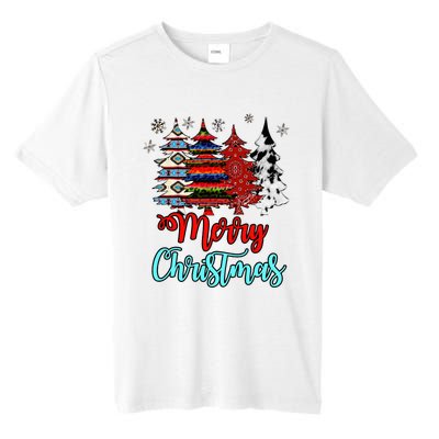 Merry Christmas Leopard Tie Dye Western Xmas Trees Tall Fusion ChromaSoft Performance T-Shirt