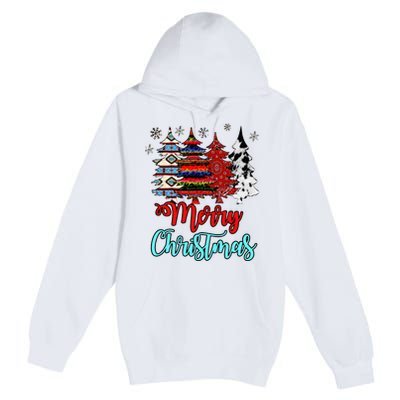 Merry Christmas Leopard Tie Dye Western Xmas Trees Premium Pullover Hoodie