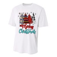 Merry Christmas Leopard Tie Dye Western Xmas Trees Performance Sprint T-Shirt