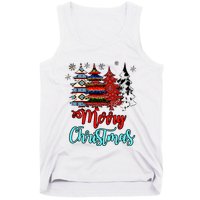 Merry Christmas Leopard Tie Dye Western Xmas Trees Tank Top