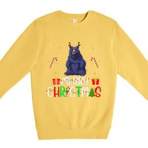 Merry Christmas Lights Bear Reindeer Hat Xmas Pjs Premium Crewneck Sweatshirt