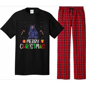 Merry Christmas Lights Bear Reindeer Hat Xmas Pjs Pajama Set