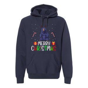 Merry Christmas Lights Bear Reindeer Hat Xmas Pjs Premium Hoodie