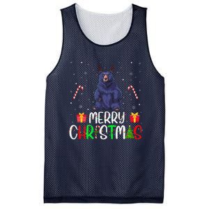 Merry Christmas Lights Bear Reindeer Hat Xmas Pjs Mesh Reversible Basketball Jersey Tank