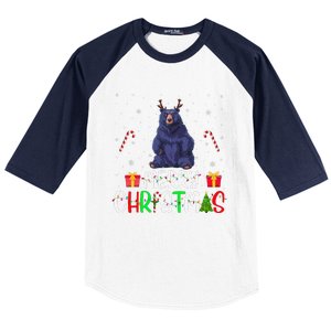 Merry Christmas Lights Bear Reindeer Hat Xmas Pjs Baseball Sleeve Shirt