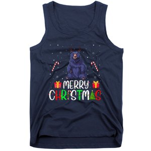 Merry Christmas Lights Bear Reindeer Hat Xmas Pjs Tank Top